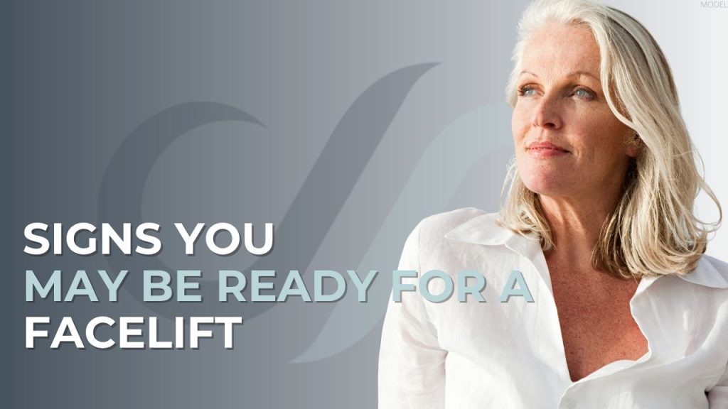 Mature woman (model) representing signs that it may be time to consider a facelift.