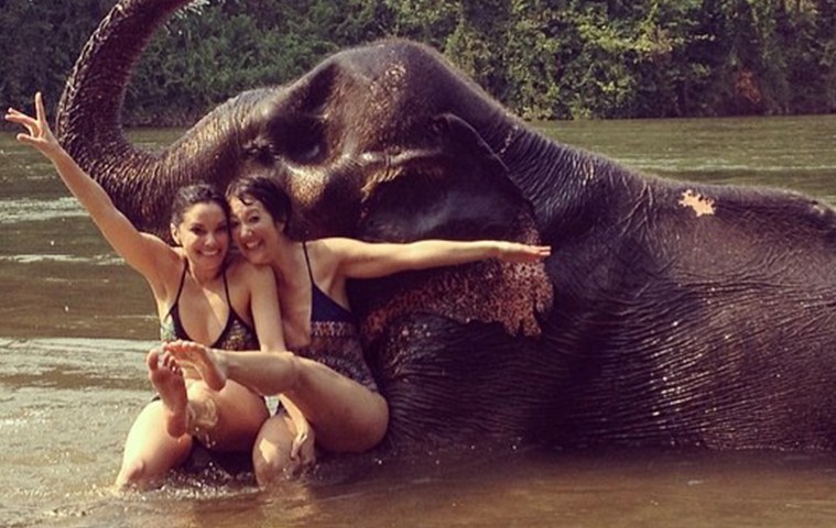 Carla and friend with an Elephant