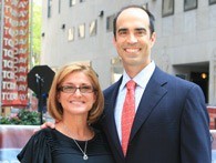 Dr. Stoker posing with Joanne, an actual mommy makeover patient featured on today show