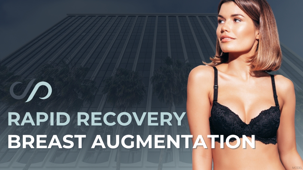 Woman showcasing breast augmentation results (model)