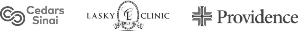 Logos for Cedars Sinai, Lasky Clinic Beverly Hills and Providence
