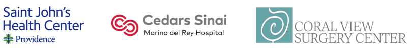 Saint John's Health Center, Cedars Sinai Marina del Rey Hospital, and Coral View Surgery Center logos