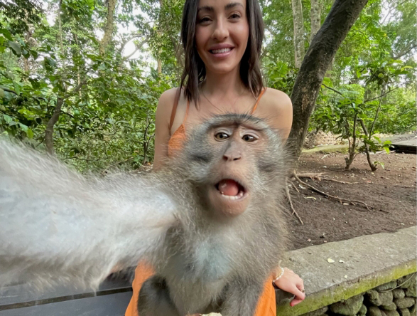 Brittany Lehmann with a monkey