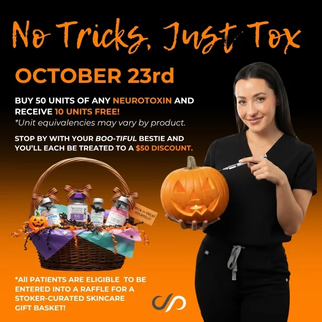 No Tricks, Just Tox 🎃 // October 23rd! ✨

👻 Join us October 23rd to celebrate the spook-tacular season! 

💉 *Buy 50 units of any neurotoxin, get 10 units free! (*Unit equivalencies may vary by product.)

👯 Bring a boo-tiful bestie and you’ll each get $50 off!

🎁 All patients are entered into a raffle for a Stoker-curated skincare gift basket!

✅ Visit our website, drstoker.com, to view striking before and after photos and discover our full range of rejuvenation services. Start your journey to a more youthful look today!

👋 BOOK NOW | in-office or virtual appointments by sending your name, number, and email to the DM. 

📲 CALL US | questions regarding treatment: (310) 300-1779

📩Email: Info@drstoker.com

🛍 SHOP SKINCARE | Link in bio 🔗

COMMENT BELOW 🔽
.
.
.
.

#botox #skincare #filler #beauty #fillers #antiaging #juvederm #lipfiller #aesthetics #dysport #lips #medspa #microneedling #facial #laser #dermalfillers #injectables #xeomin #prp #plasticsurgery #skin #restylane #aesthetic #lipfillers #daxxify